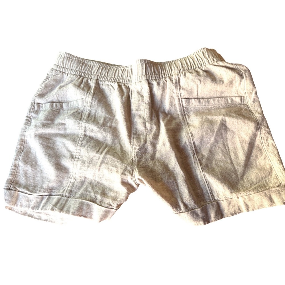 Old Navy Womens Linen Blend Pull On Shorts Oatmeal Beige Elastic Waist Size M